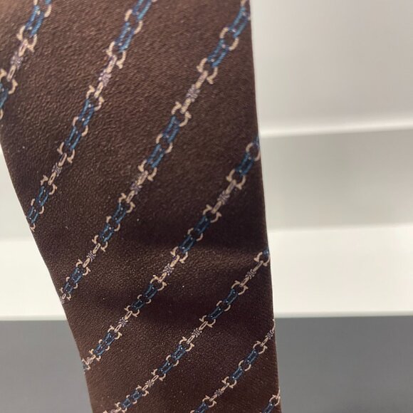 Celine Necktie 100% Silk Brown/Blue (72868) - Picture 2 of 5